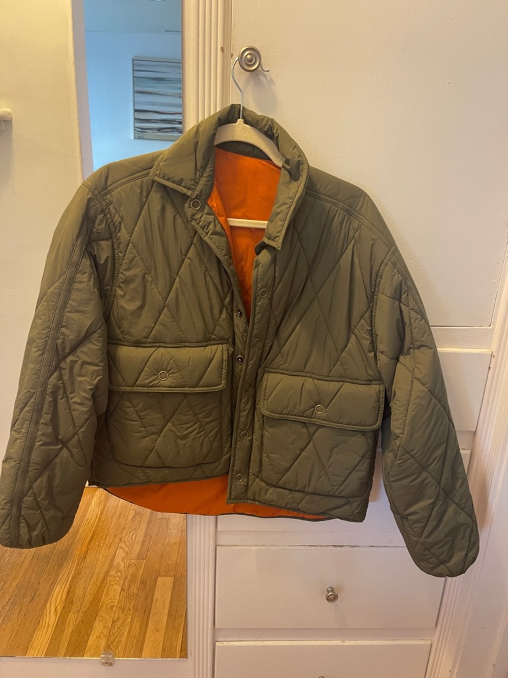 Toad&Co Orange-Lined Olive Quilted Jacket
